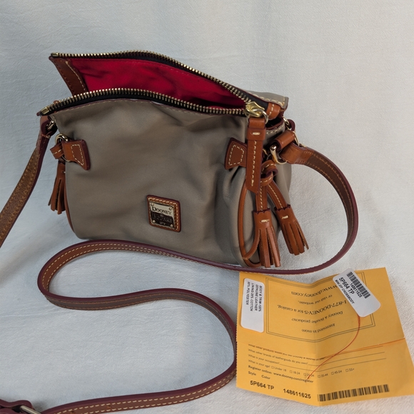 Dooney & Bourke Wexford Leather Mini Zip Crossbody Tan Camel - Picture 11 of 13